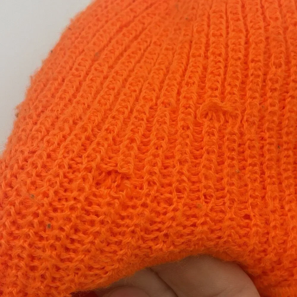 Vintage Face Mask Blaze Orange Knit Winter Balaclava Winter Hunting Ski Mask